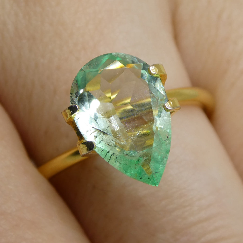 2.07ct Colombian Pear Green Emerald, Moderate Clarity, SkyJems Fine Gemstones Rare Natural Green Beryl