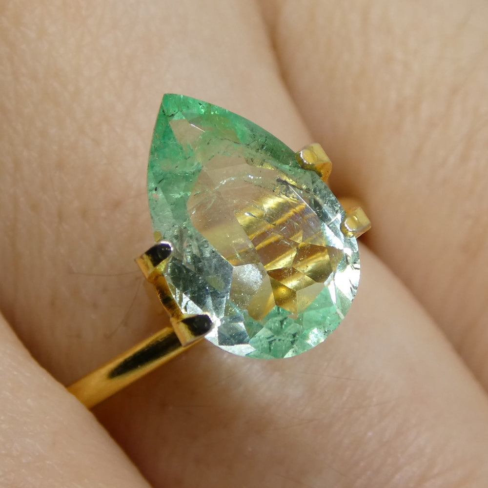 2.07ct Colombian Pear Green Emerald, Moderate Clarity, SkyJems Fine Gemstones Rare Natural Beryl