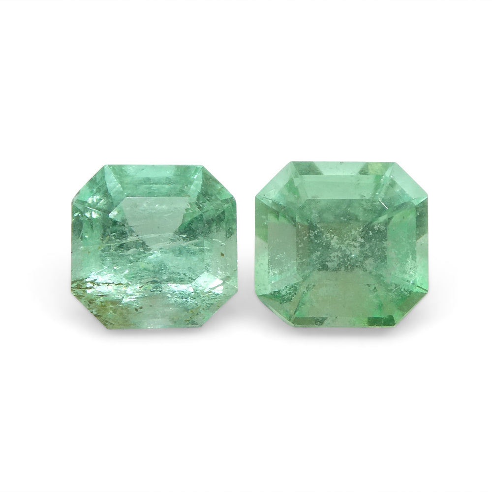 1.13ct Colombian Green Emerald Pair, Square Step Cut Gemstones from SkyJems Premium Gem Collection