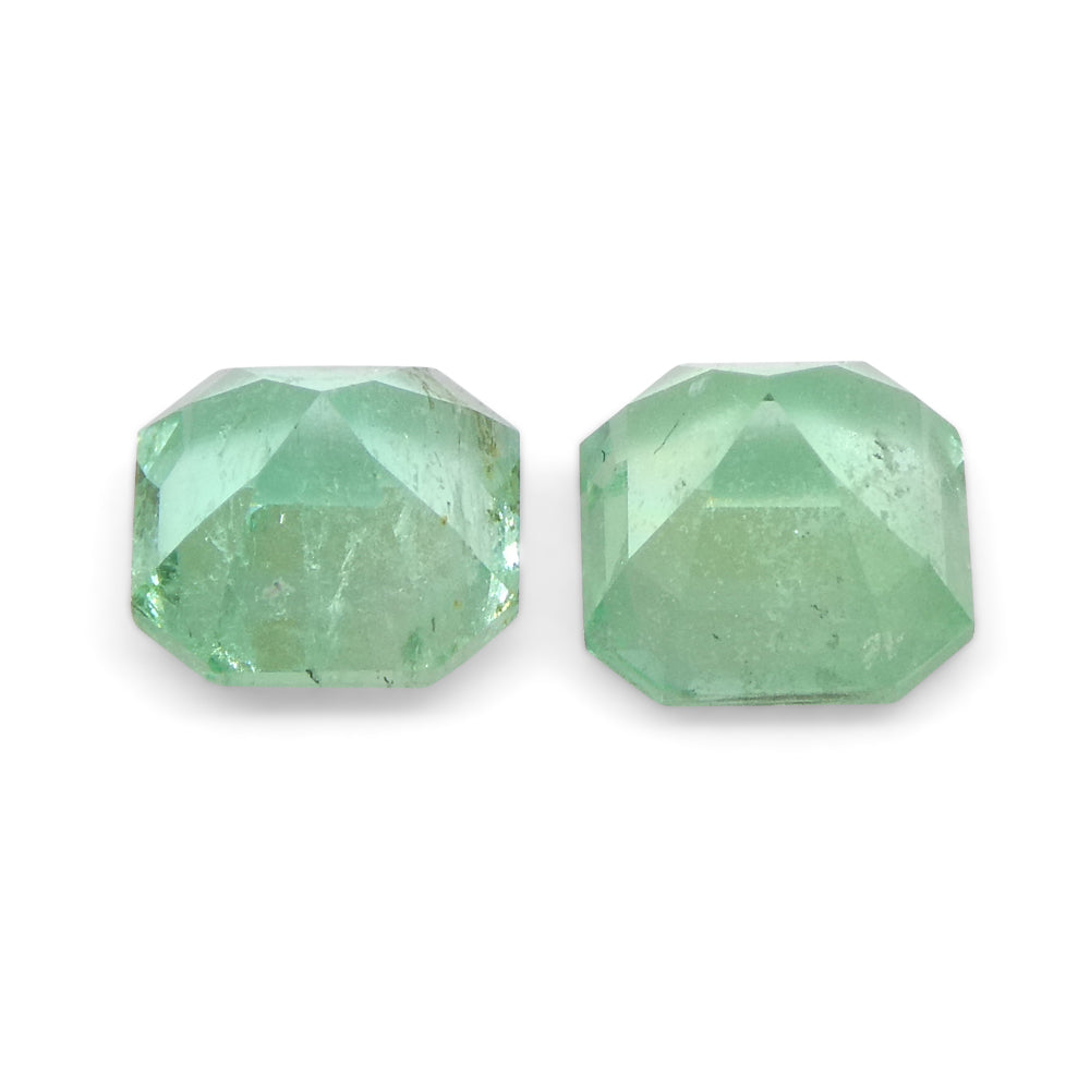1.13ct Colombian Green Emerald Pair, Square Step Cut Gemstones from SkyJems Rare Gem Collection