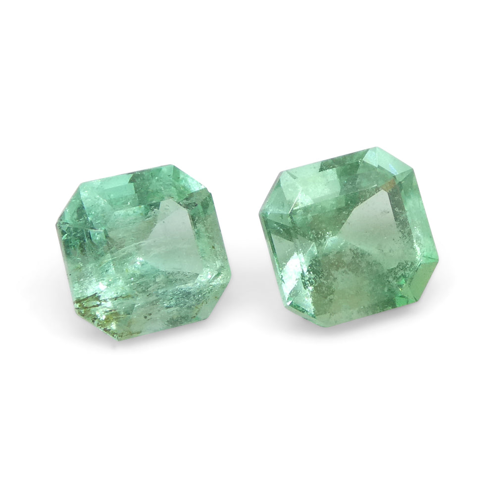 1.13ct Colombian Green Emerald Pair, Square Step Cut Gemstones from SkyJems Premium Gem Collection