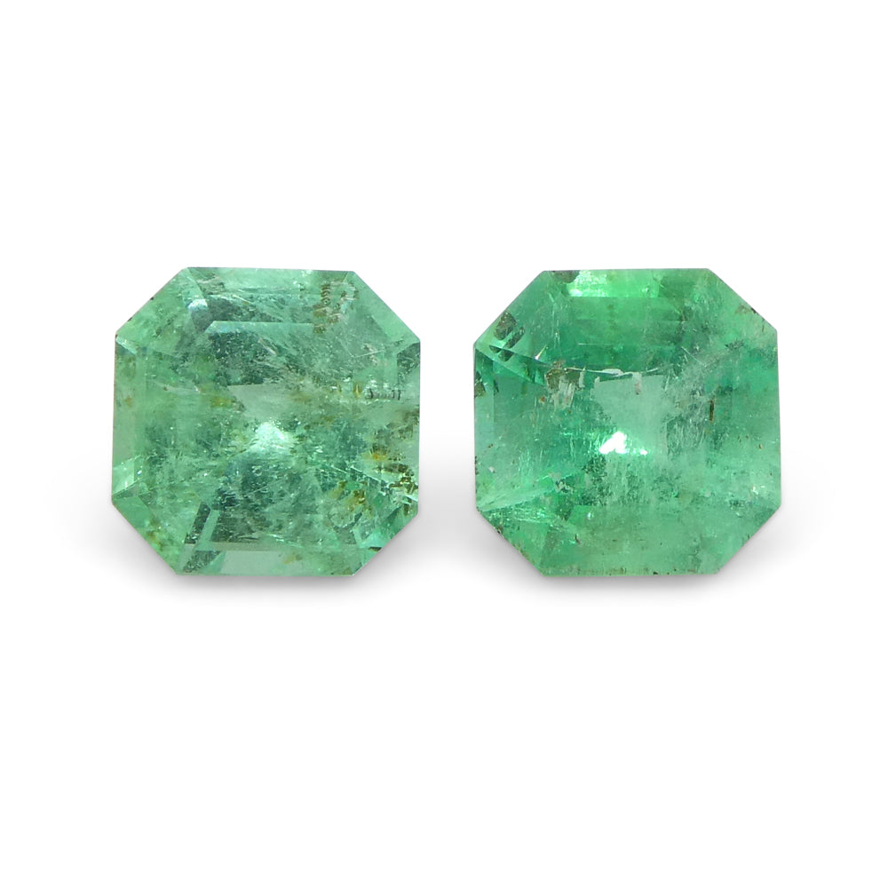0.96ct Colombian Green Emerald Pair, Square Step Cut Gemstones from SkyJems Rare Gem Collection