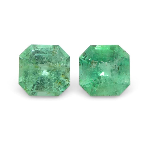 0.96ct Pair Square Green Emerald from Colombia