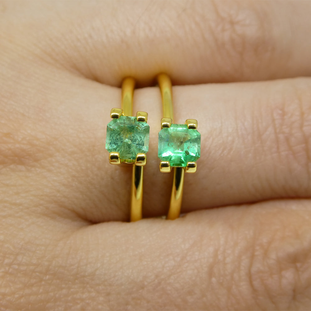 0.96ct Colombian Green Emerald Pair, Square Step Cut Gemstones from SkyJems Rare Gem Collection