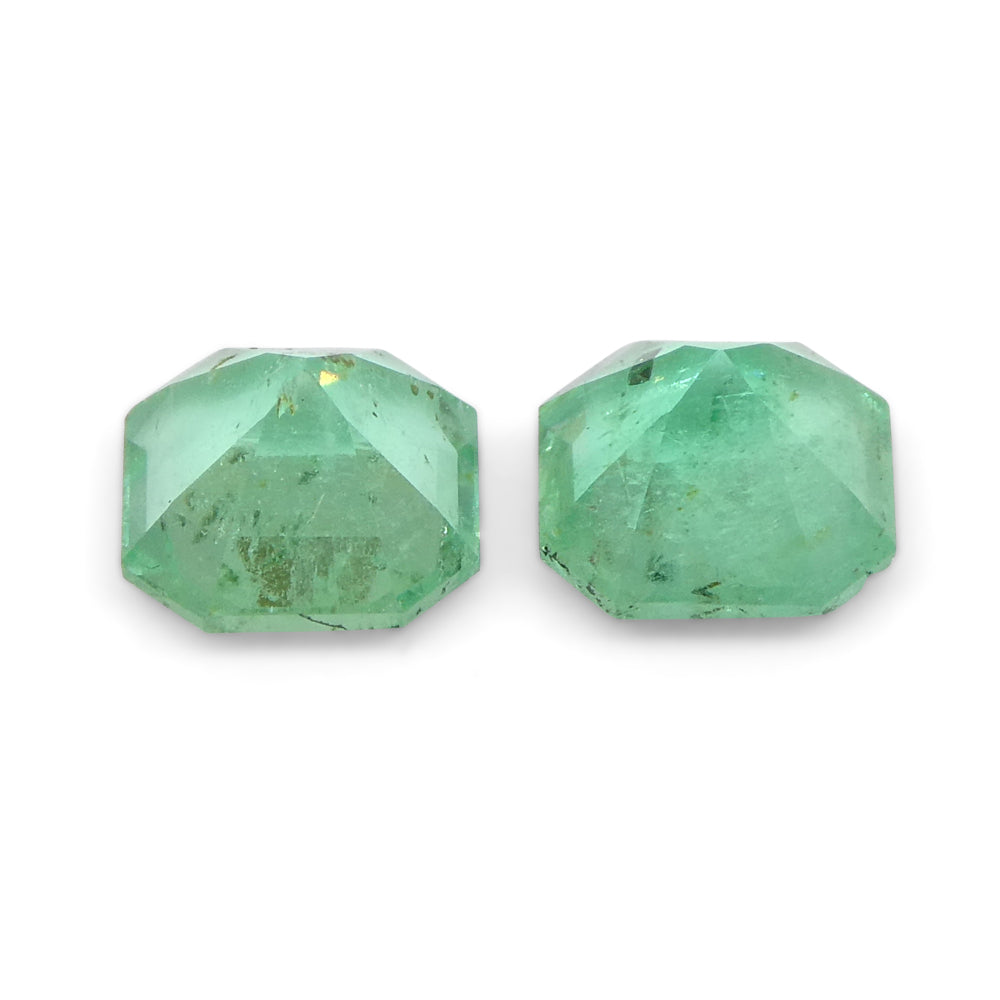 0.96ct Colombian Green Emerald Pair, Square Step Cut Gemstones from SkyJems Rare Gem Collection