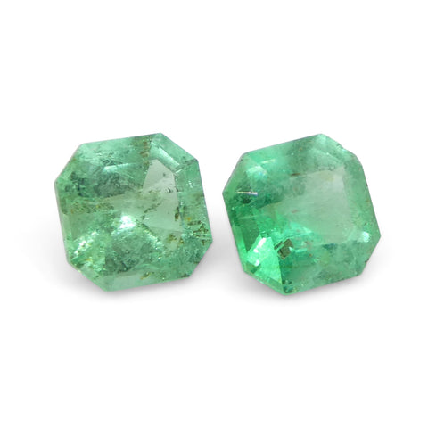 0.96ct Pair Square Green Emerald from Colombia