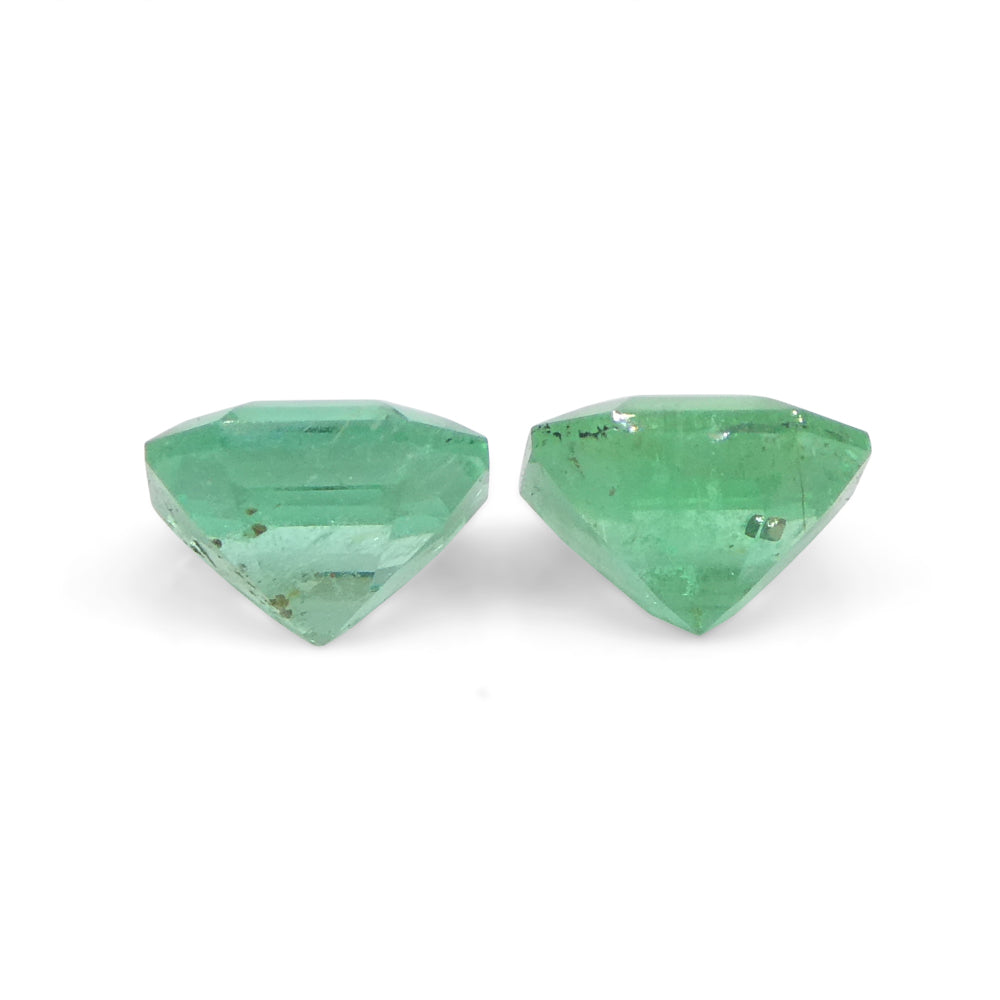 0.96ct Colombian Green Emerald Pair, Square Step Cut Gemstones from SkyJems Premium Gem Collection