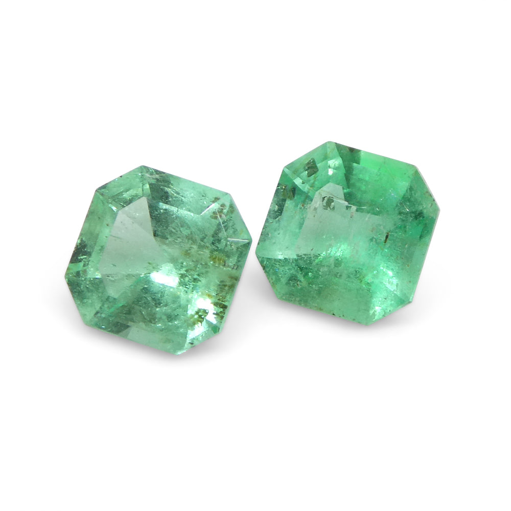 0.96ct Colombian Green Emerald Pair, Square Step Cut Gemstones from SkyJems Rare Gem Collection