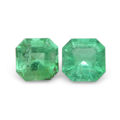 0.83ct Pair Square Green Emerald from Colombia