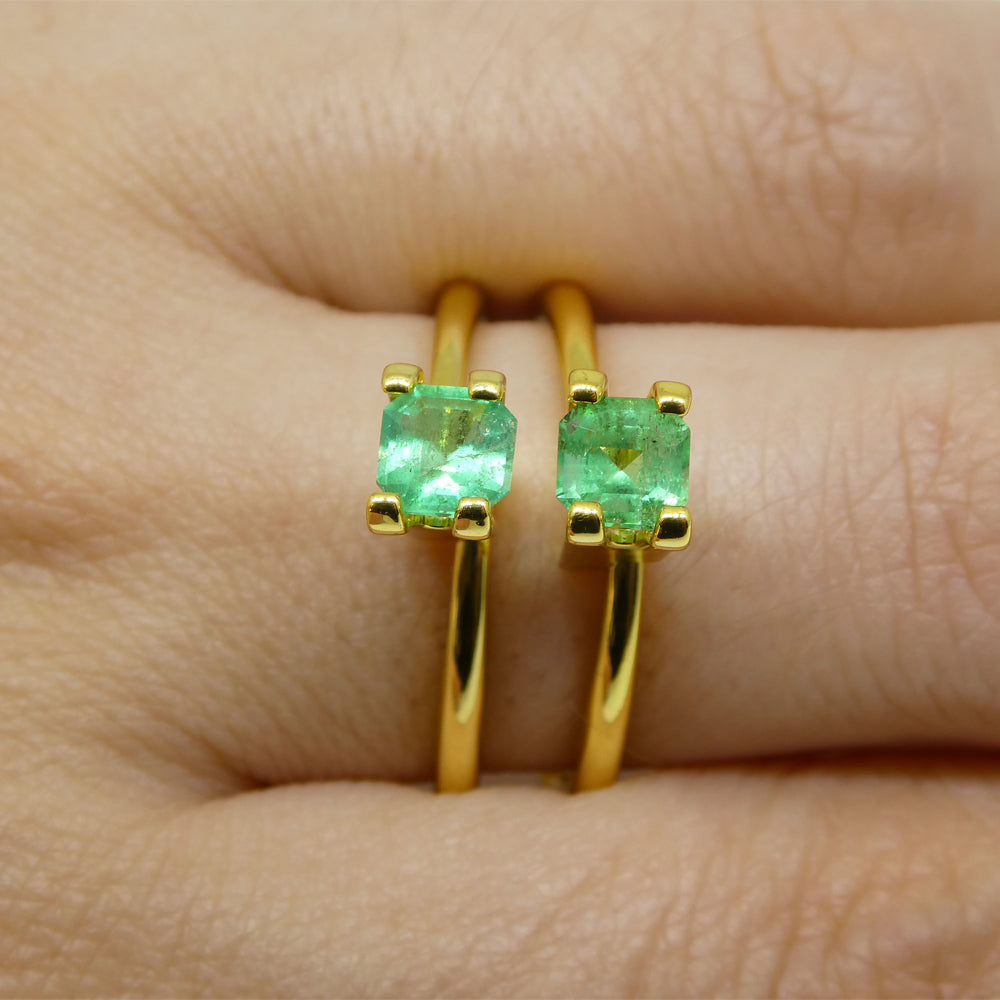 0.83ct Colombian Green Emerald Pair, Square Step Cut Gemstones from SkyJems Fine Gem Collection