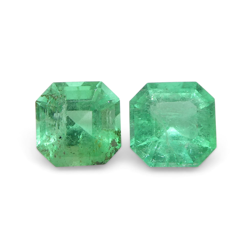 0.83ct Colombian Green Emerald Pair, Square Step Cut Gemstones from SkyJems Rare Gem Collection