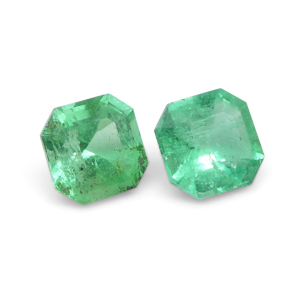 0.83ct Colombian Green Emerald Pair, Square Step Cut Gemstones from SkyJems Premium Gem Collection