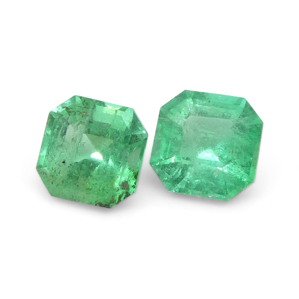 0.83ct Colombian Green Emerald Pair, Square Step Cut Gemstone from SkyJems Premium Gem Collection