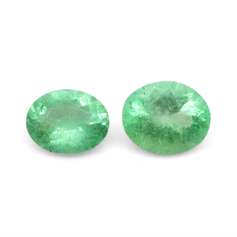 1.17ct Colombian Green Emerald Pair, Oval Brilliant Cut Gemstones from SkyJems Fine Gem Collection
