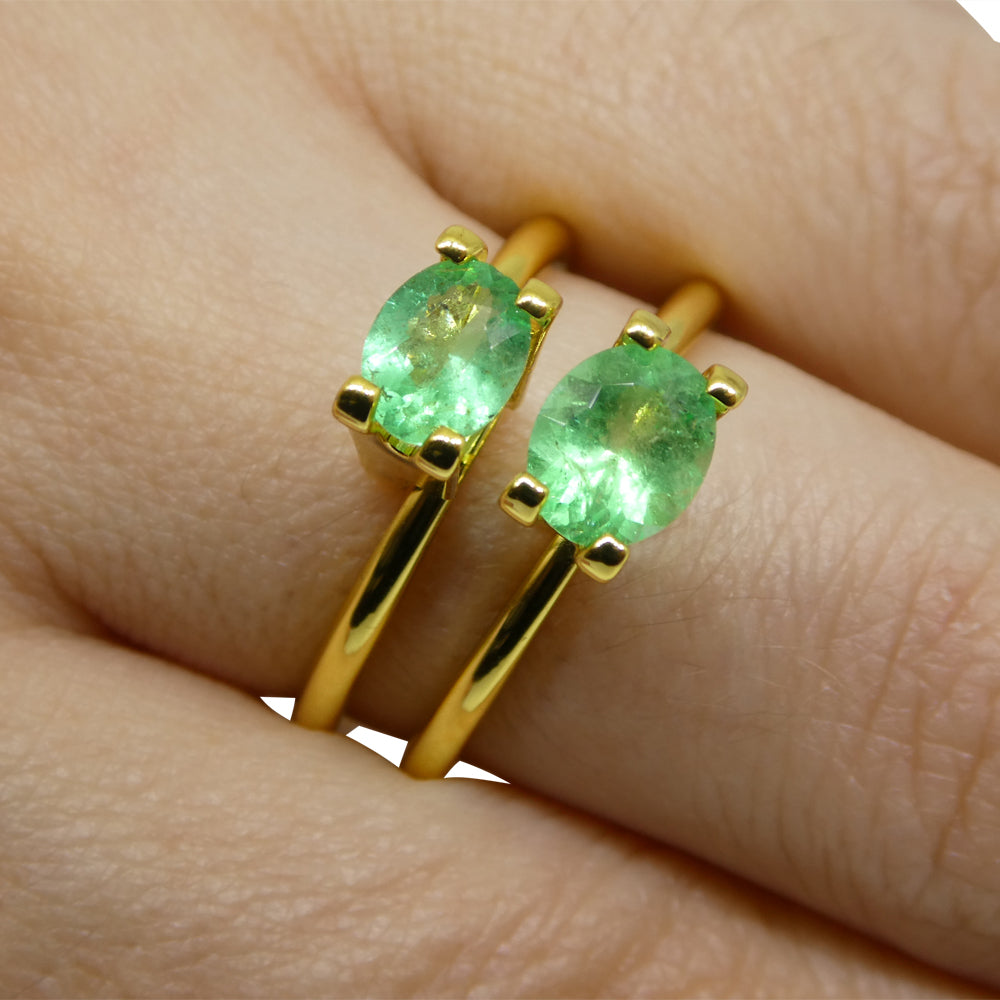 1.17ct Colombian Green Emerald Pair, Oval Brilliant Cut Gemstones from SkyJems Fine Gem Collection