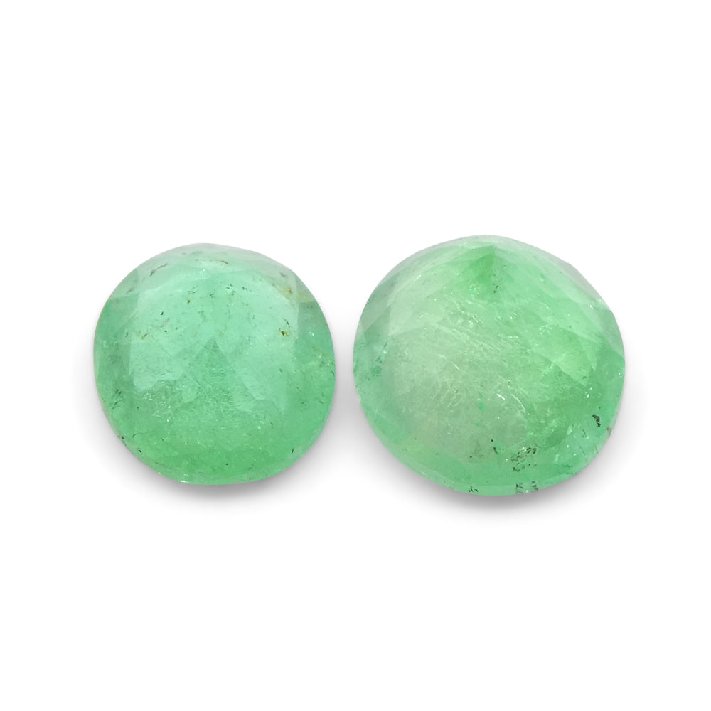 1.17ct Colombian Green Emerald Oval Pair from SkyJems, premium green beryl gemstone in classic brilliant cut