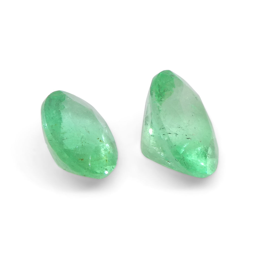 1.17ct Colombian Green Emerald Oval Pair from SkyJems, premium green beryl gemstone with brilliant cut