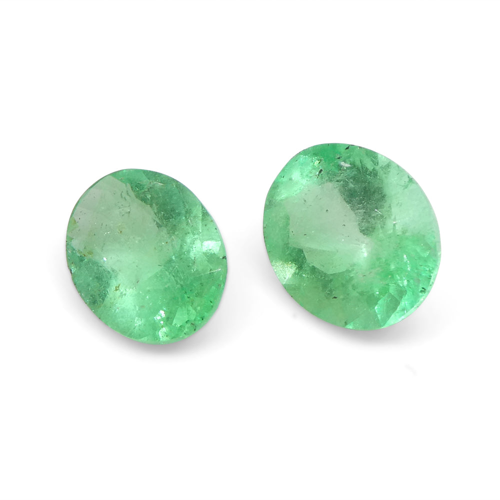 1.17ct Colombian Green Emerald Oval Pair from SkyJems, premium green beryl gemstones with brilliant cut