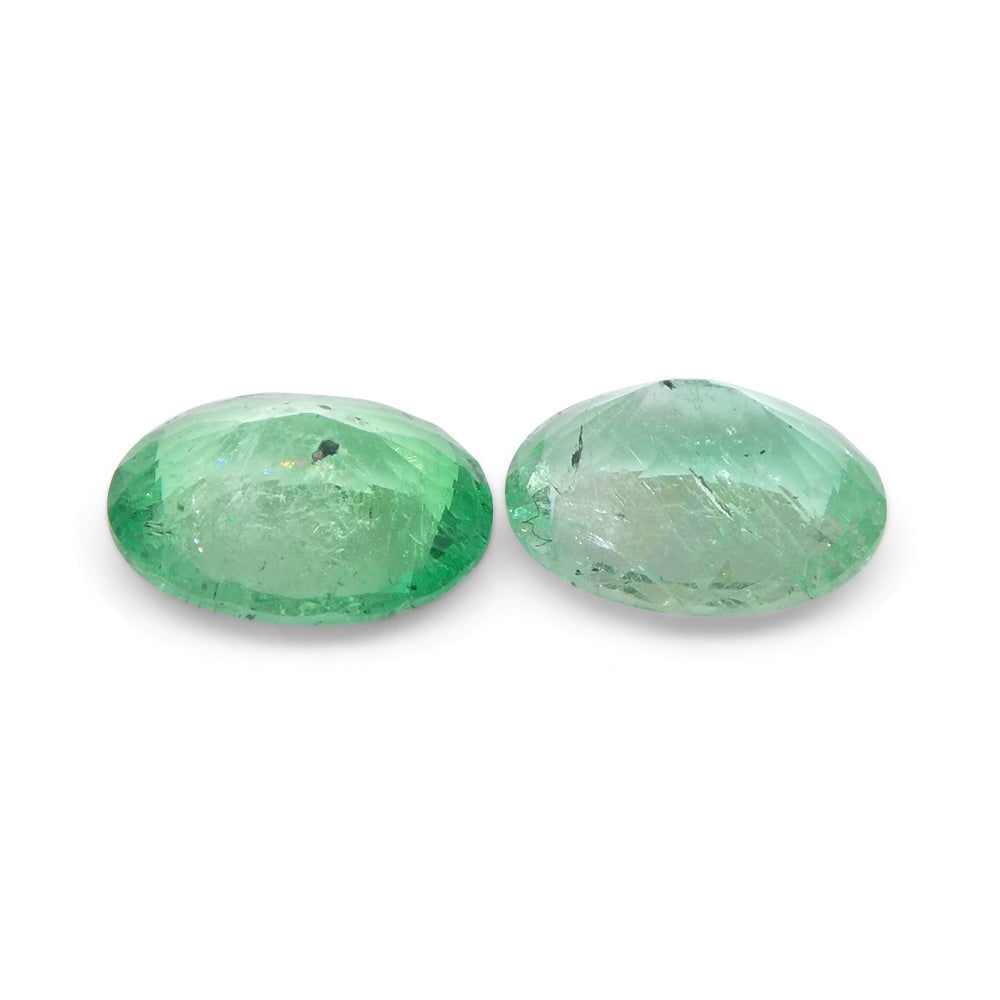 1.47ct Colombian Green Emerald Oval Pair from SkyJems, premium green beryl gemstones with brilliant cut