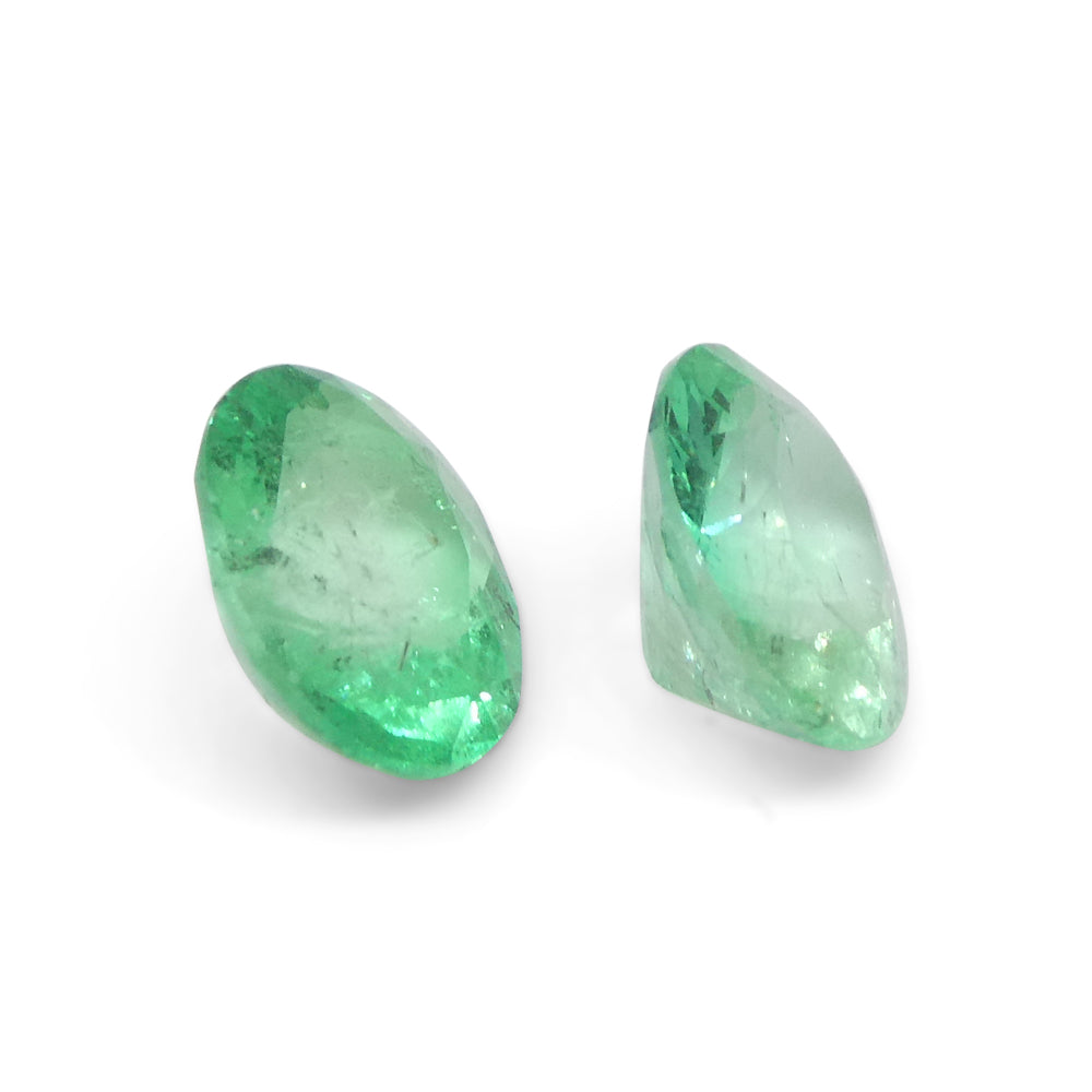 1.47ct Colombian Green Emerald Oval Pair from SkyJems, premium green beryl gemstone with brilliant cut