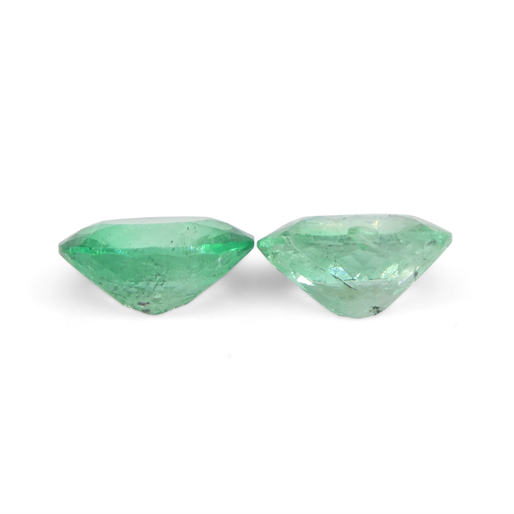 1.47ct Colombian Green Emerald Oval Pair from SkyJems, premium green beryl gemstone with brilliant cut