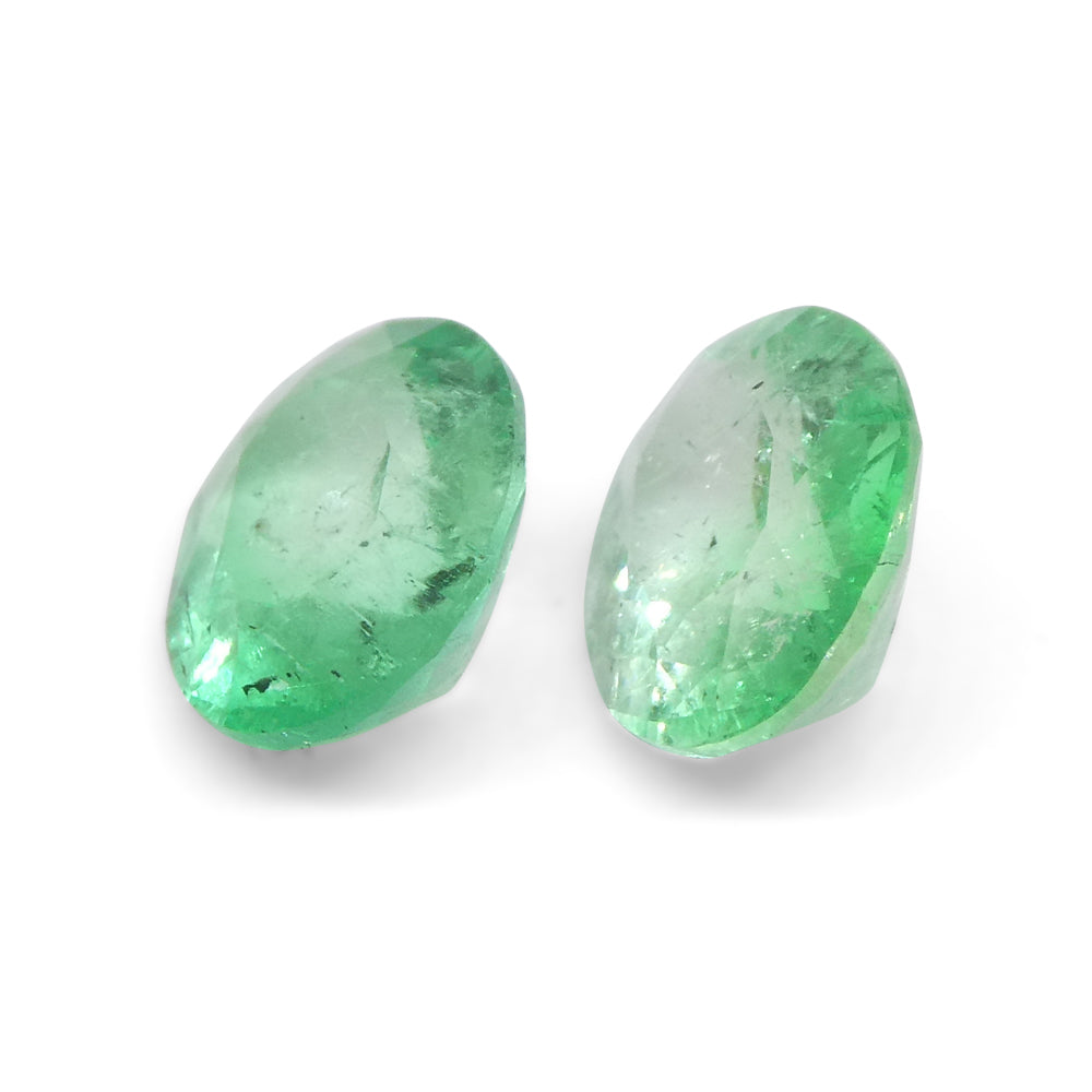 1.47ct Pair Oval Green Emerald from Colombia - Skyjems Wholesale Gemstones