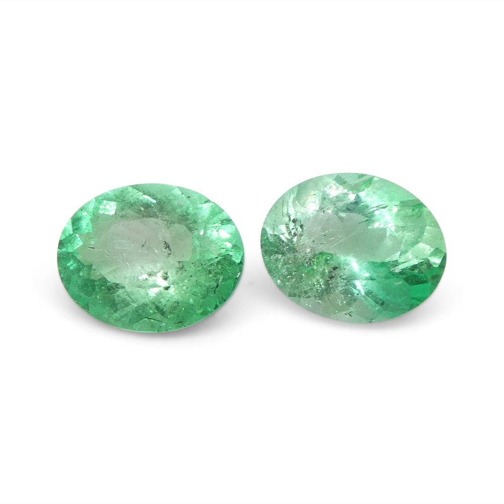 1.47ct Colombian Green Emerald Oval Pair from SkyJems, premium green beryl gemstone with brilliant cut