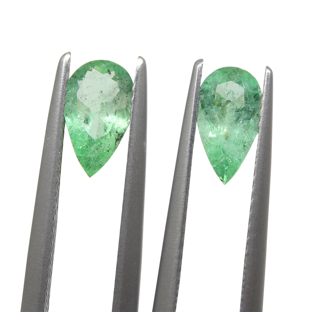 1.29ct Colombian Green Emerald Pear Pair - Premium Gemstone from SkyJems Rare Gem Collection