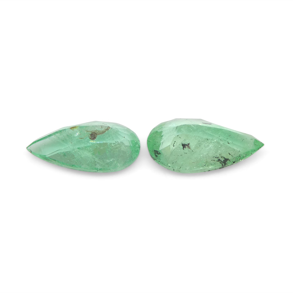 1.29ct Pair Pear Green Emerald from Colombia - Skyjems Wholesale Gemstones