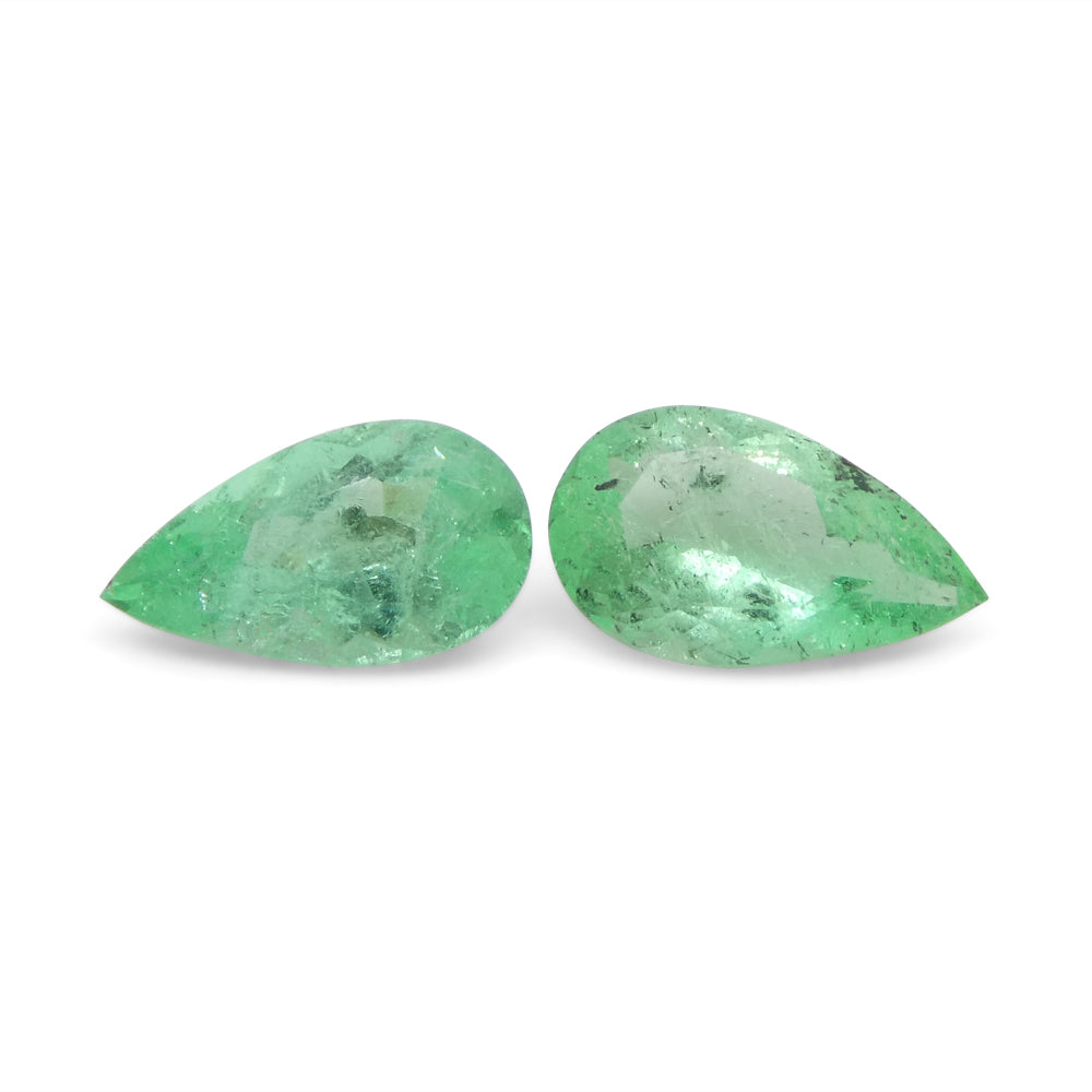 1.29ct Pair Pear Green Emerald from Colombia - Skyjems Wholesale Gemstones