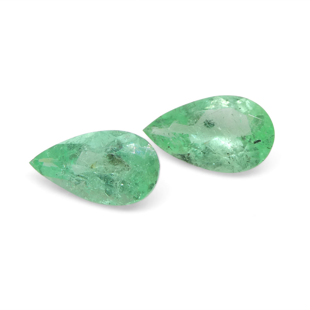 1.29ct Colombian Green Emerald Pear Pair from SkyJems, premium certified gemstone with vibrant medium-light color