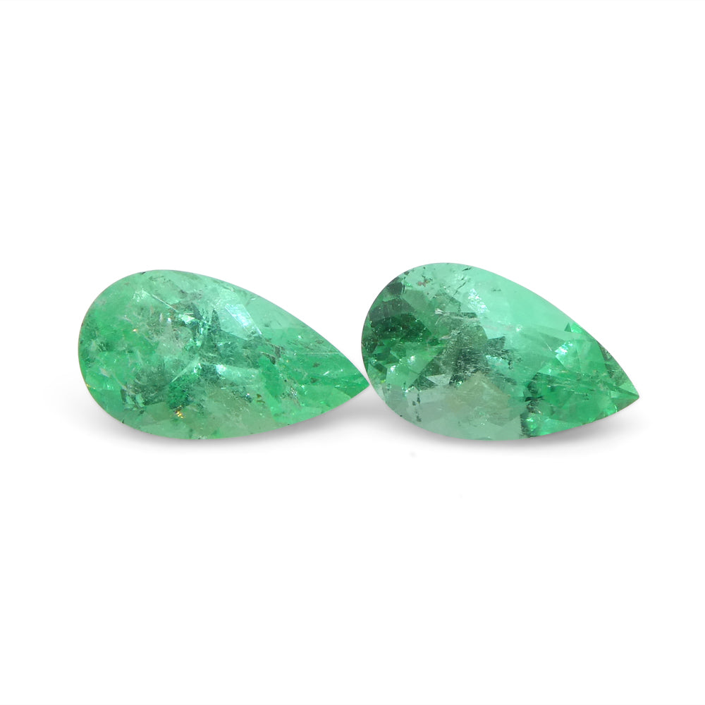 1.28ct Pair Pear Green Emerald from Colombia - Skyjems Wholesale Gemstones