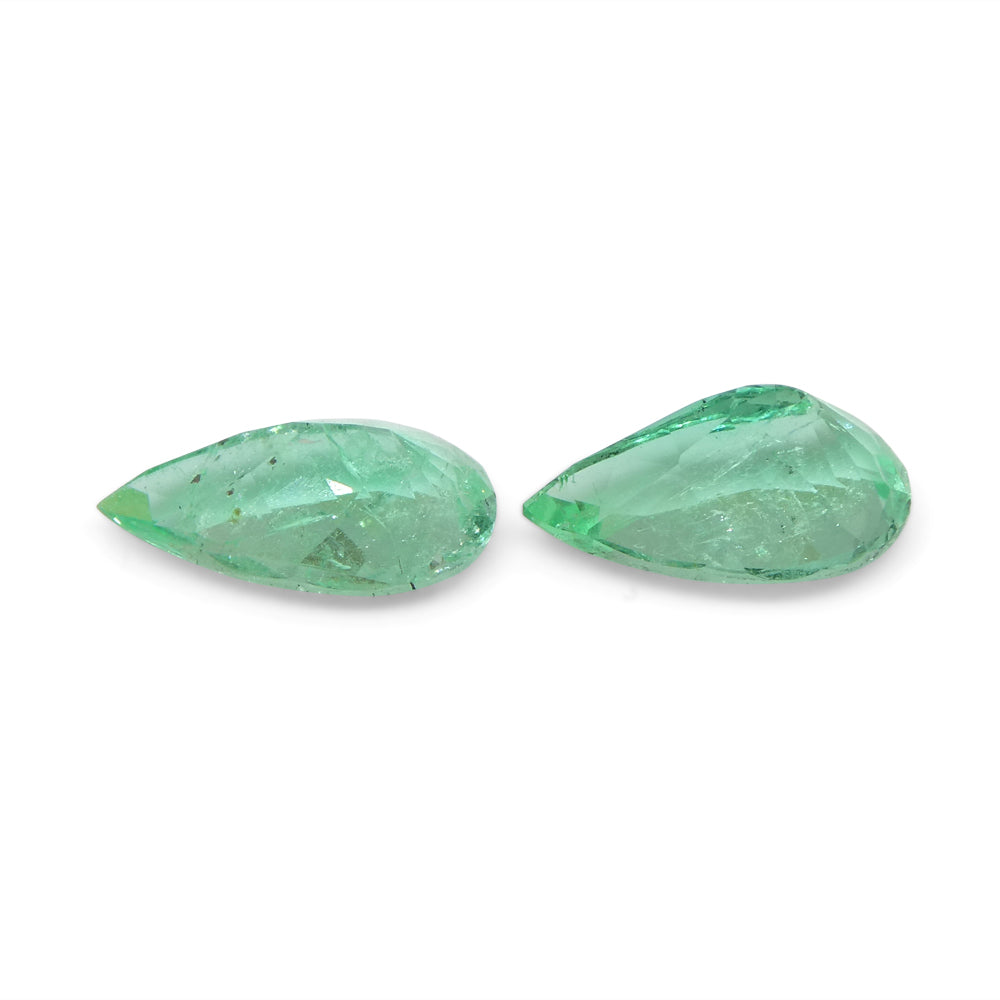 1.28ct Pair Pear Green Emerald from Colombia - Skyjems Wholesale Gemstones