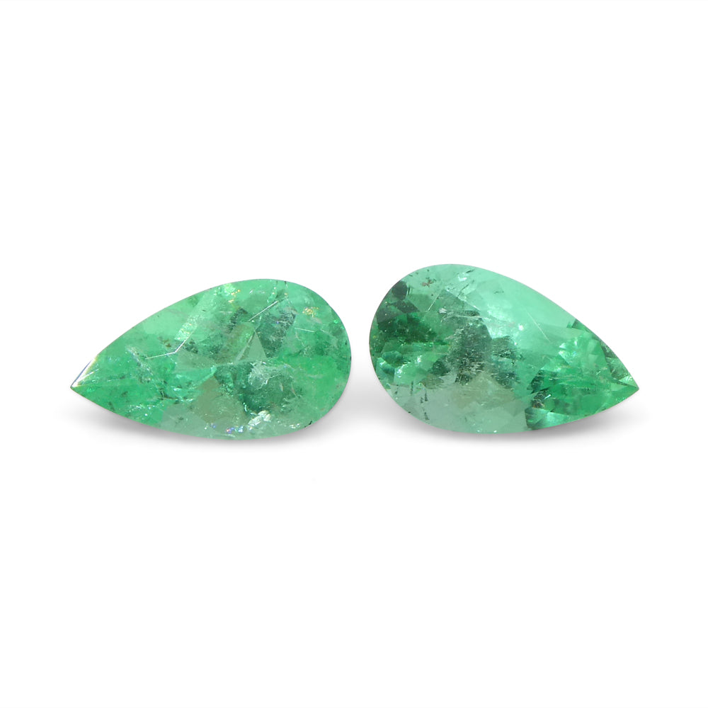 1.28ct Pair Pear Green Emerald from Colombia - Skyjems Wholesale Gemstones