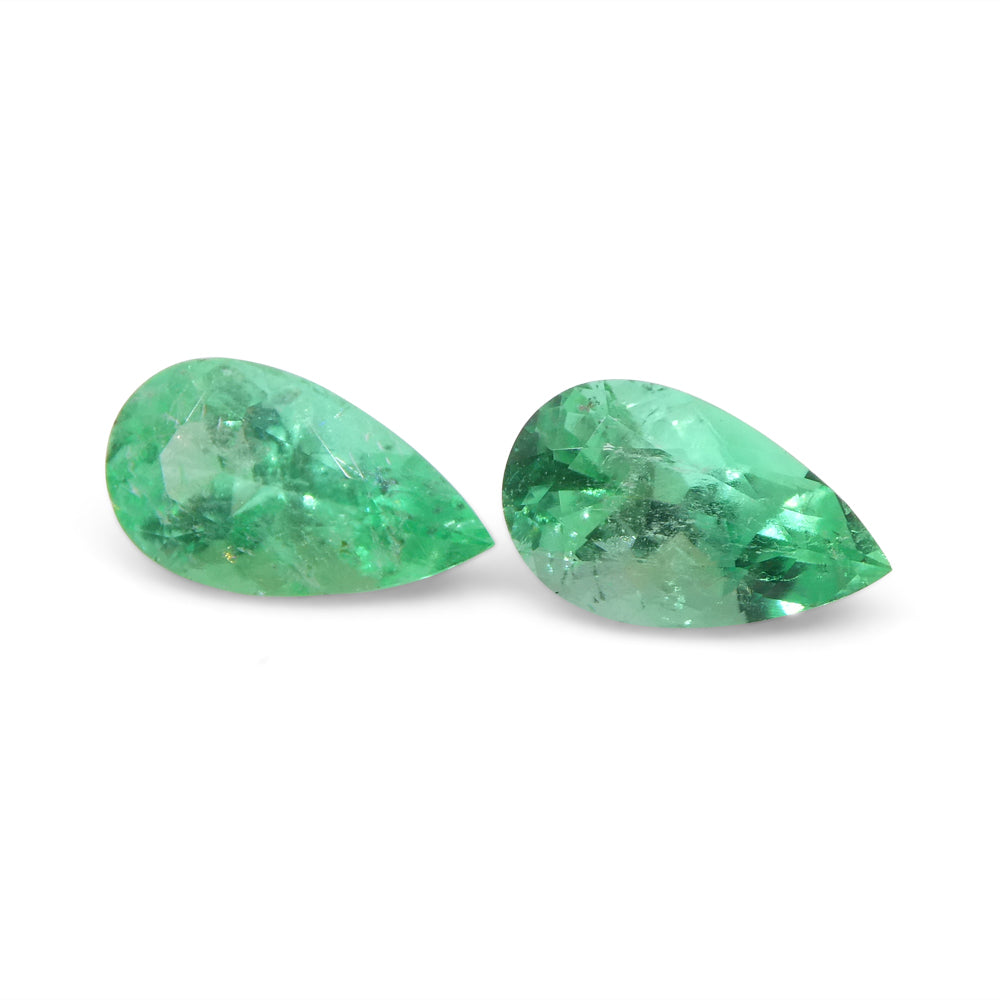 1.28ct Colombian Green Emerald Pair, Pear-Cut Gemstones from SkyJems Rare Gem Collection