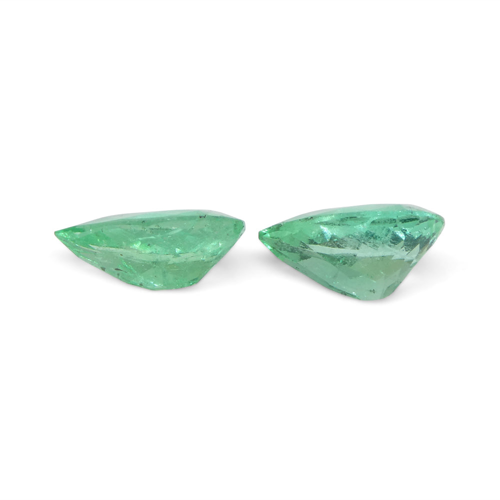 1.28ct Pair Pear Green Emerald from Colombia - Skyjems Wholesale Gemstones