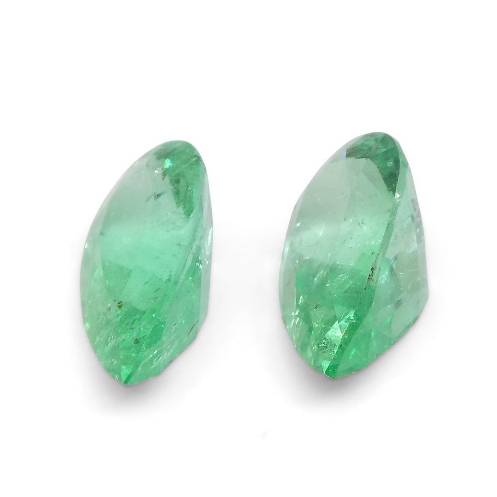 1.28ct Pair Pear Green Emerald from Colombia - Skyjems Wholesale Gemstones