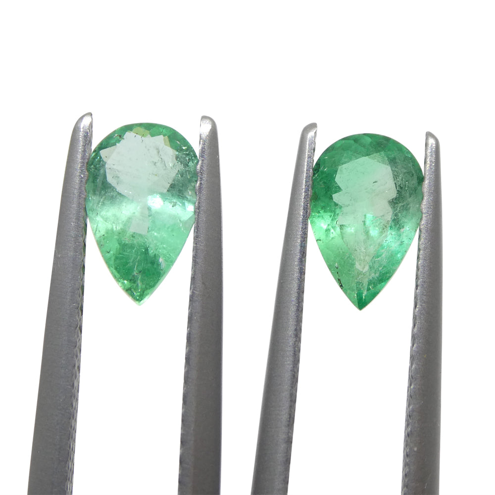 1.22ct Colombian Green Emerald Pair, Pear-Cut Gemstones from SkyJems Premium Gem Collection