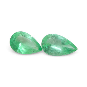 1.22ct Pair Pear Green Emerald from Colombia - Skyjems Wholesale Gemstones
