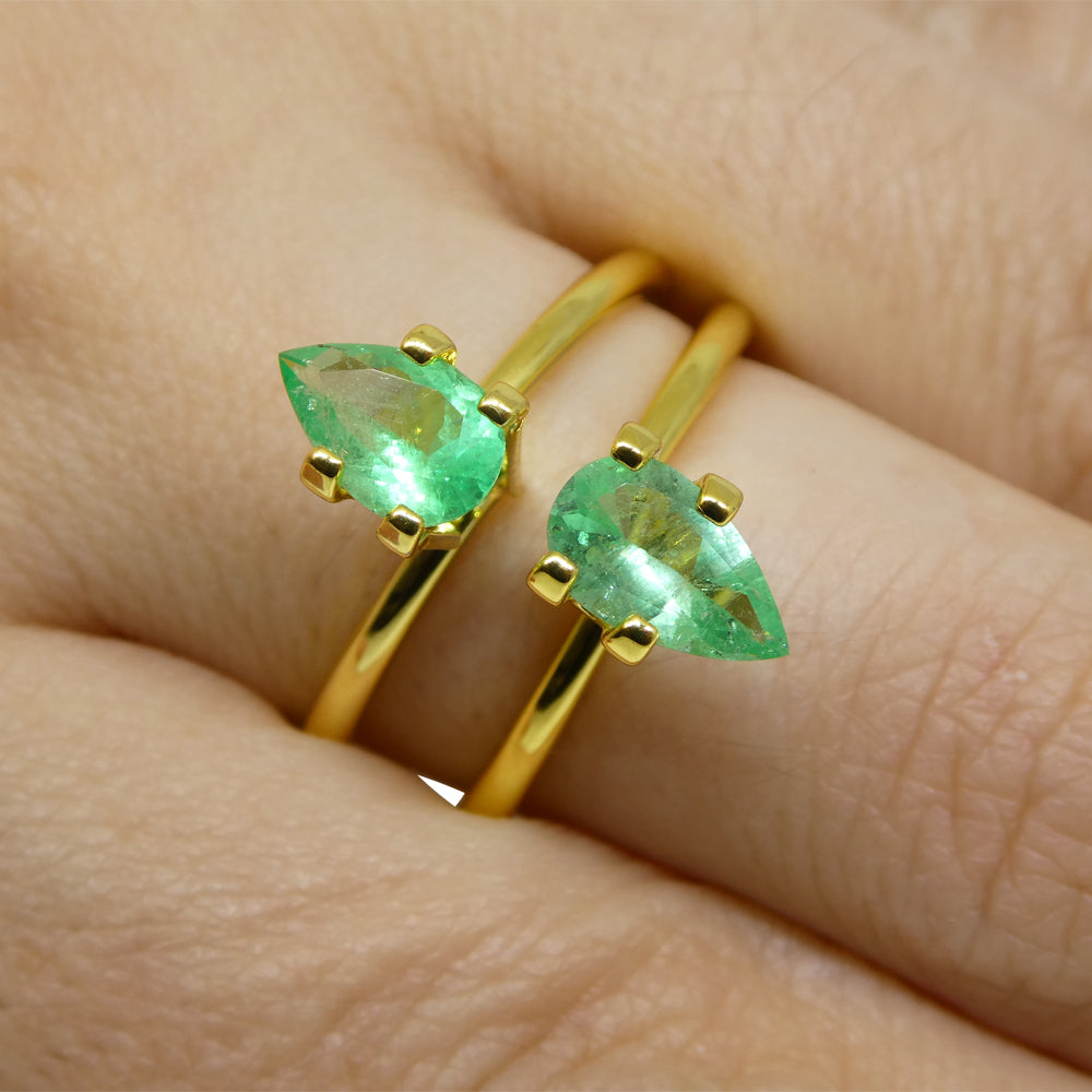 1.22ct Colombian Green Emerald Pair, Pear-Cut Gemstones from SkyJems Fine Gem Collection