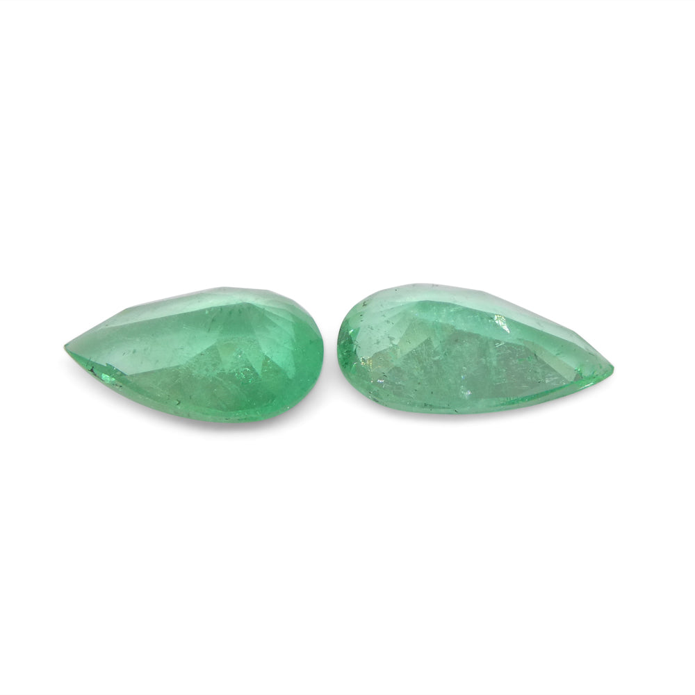 1.22ct Pair Pear Green Emerald from Colombia - Skyjems Wholesale Gemstones