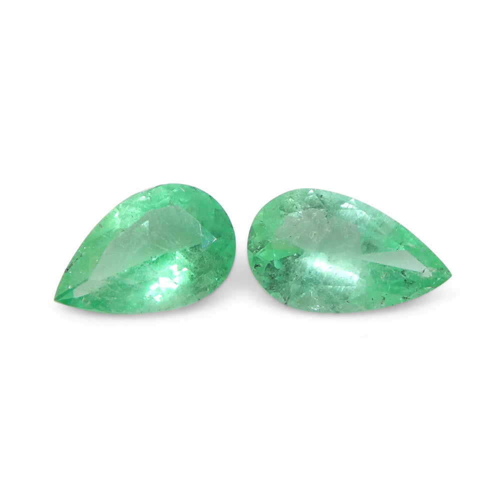 1.22ct Pair Pear Green Emerald from Colombia - Skyjems Wholesale Gemstones