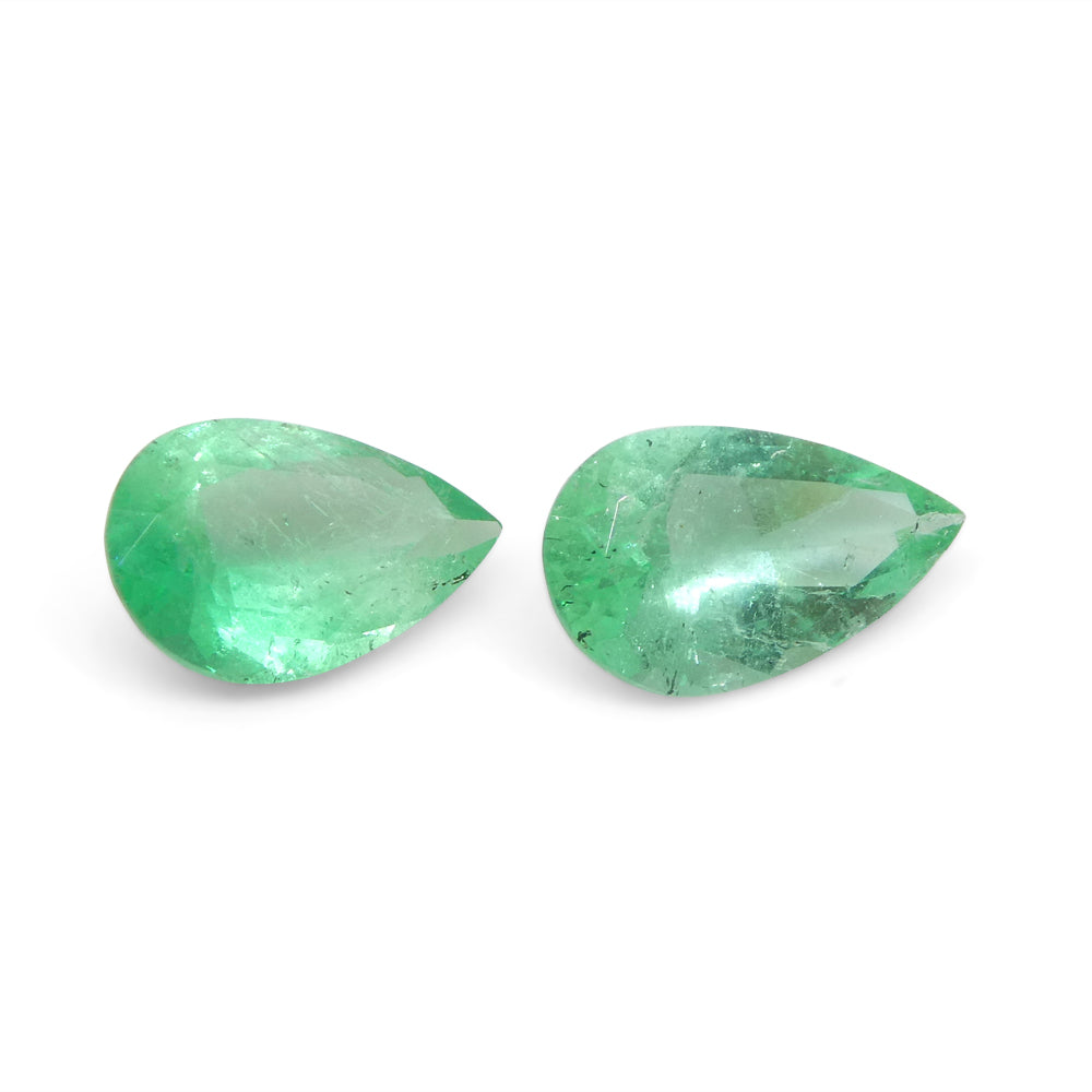 1.22ct Pair Pear Green Emerald from Colombia - Skyjems Wholesale Gemstones