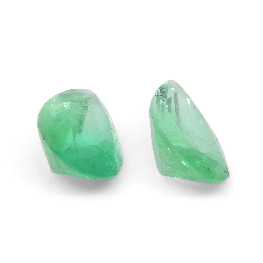 1.22ct Pair Pear Green Emerald from Colombia - Skyjems Wholesale Gemstones