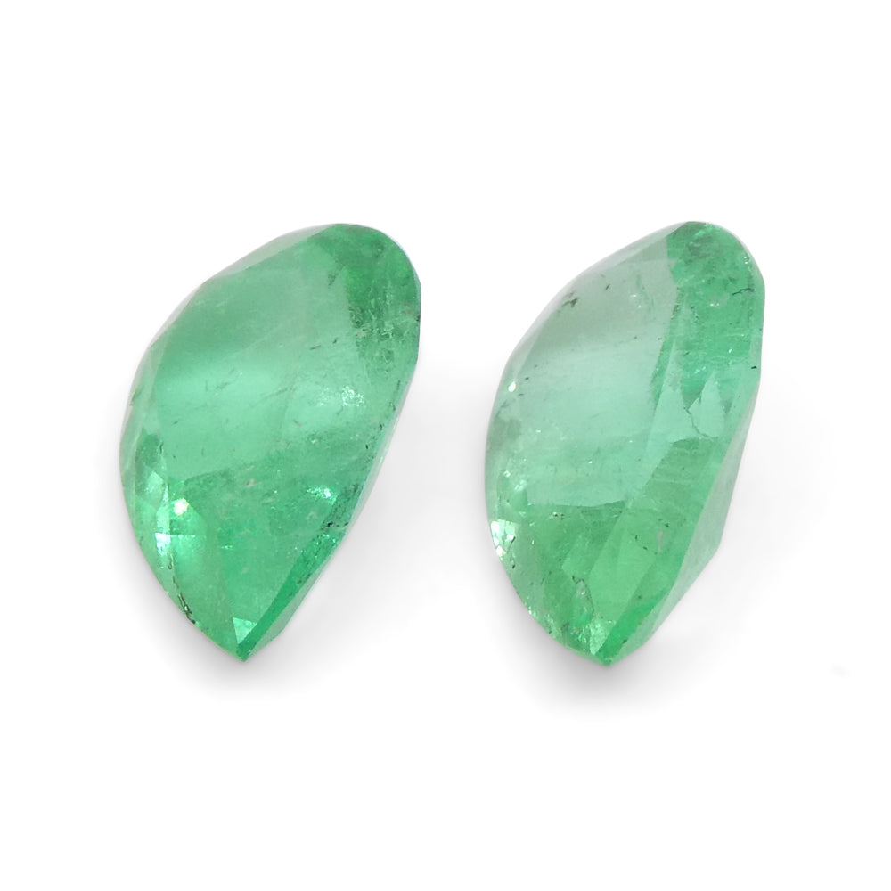 1.22ct Colombian Green Emerald Pair in Pear Shape, Certified Gemstone from SkyJems Fine Gems Collection