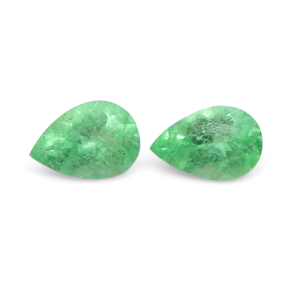 1.02ct Colombian Green Emerald Pair in Pear Shape, Moderate Clarity - Premium Gemstone from SkyJems Canada