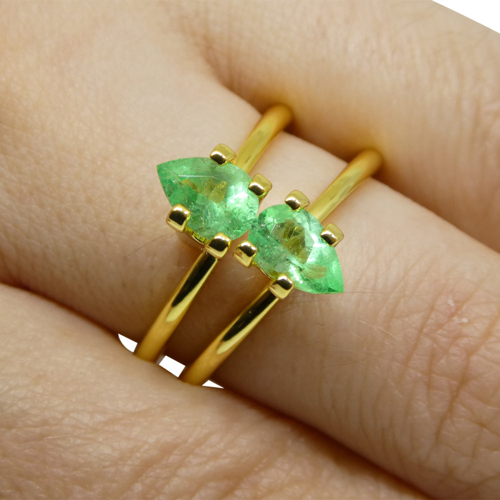 1.02ct Colombian Green Emerald Pair in Pear Shape, Moderate Clarity - Premium Gemstone by SkyJems Canada
