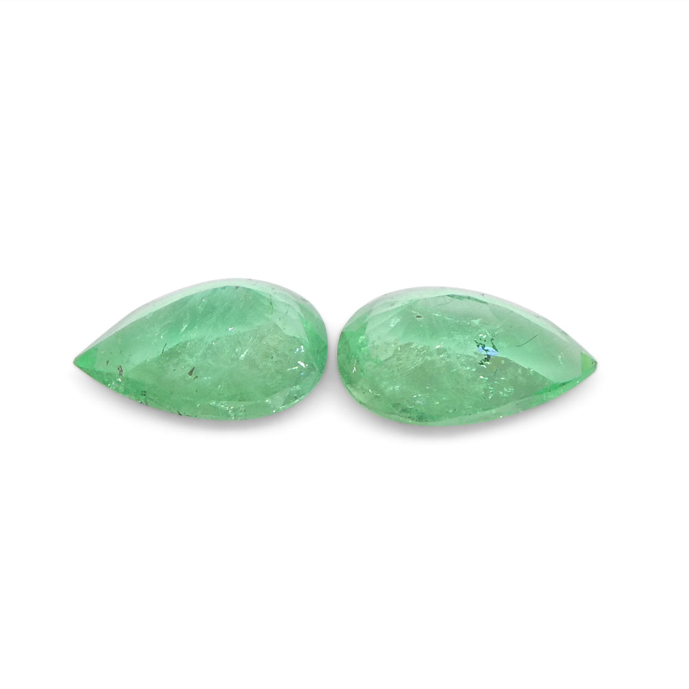 1.02ct Pair Pear Green Emerald from Colombia - Skyjems Wholesale Gemstones