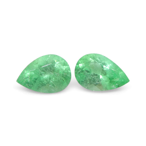 1.02ct Pair Pear Green Emerald from Colombia