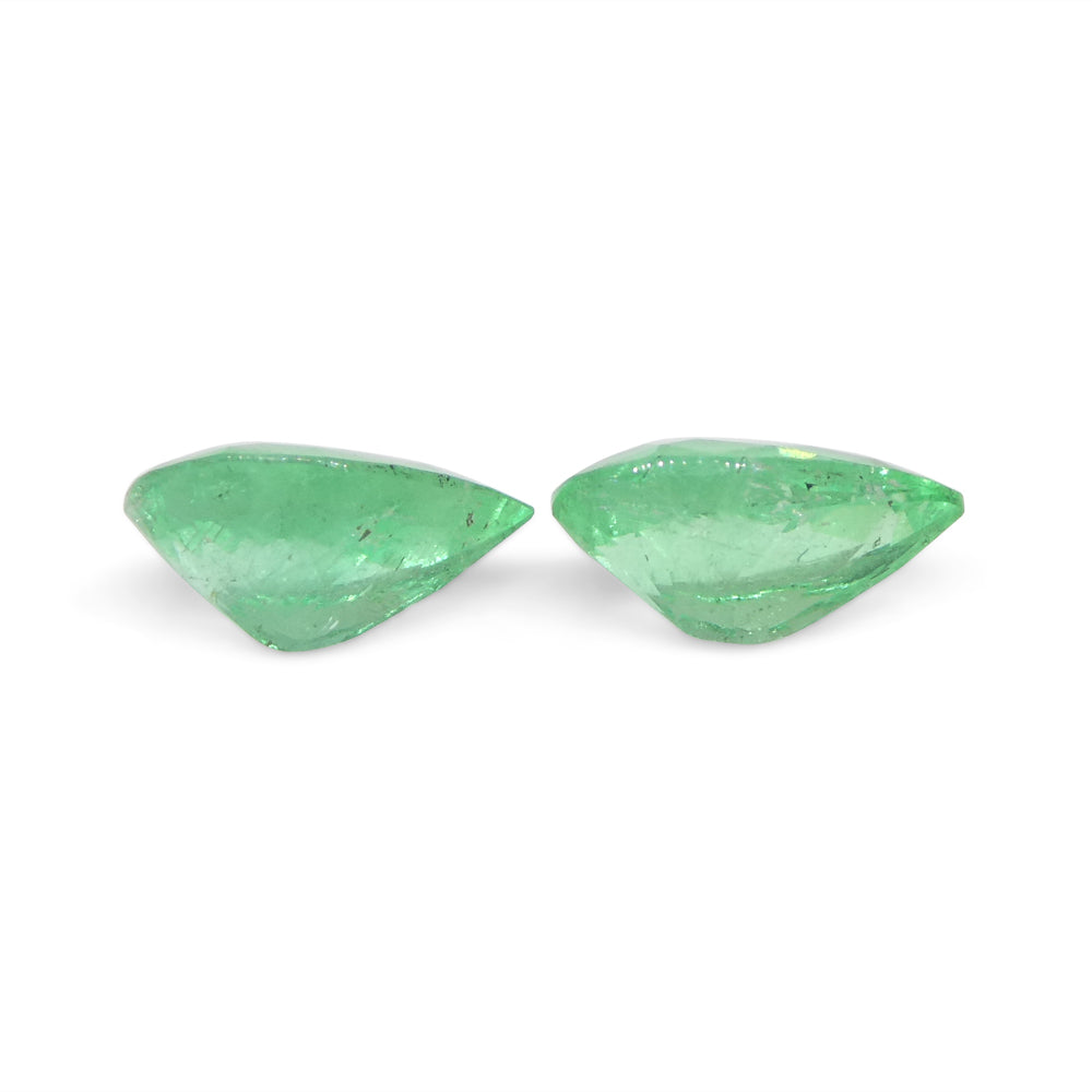 1.02ct Pair Pear Green Emerald from Colombia - Skyjems Wholesale Gemstones